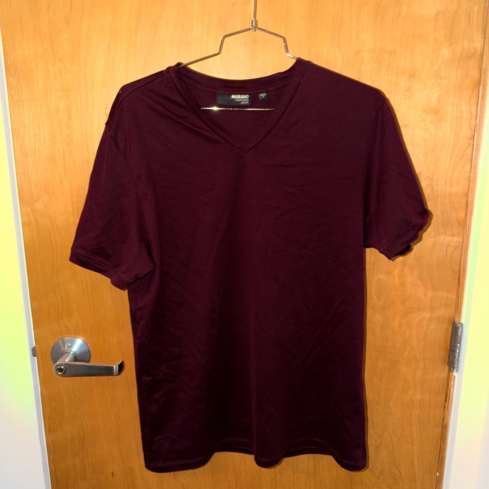 Murano Liquid Luxury Men's Burgundy V-Neck T-Shirt